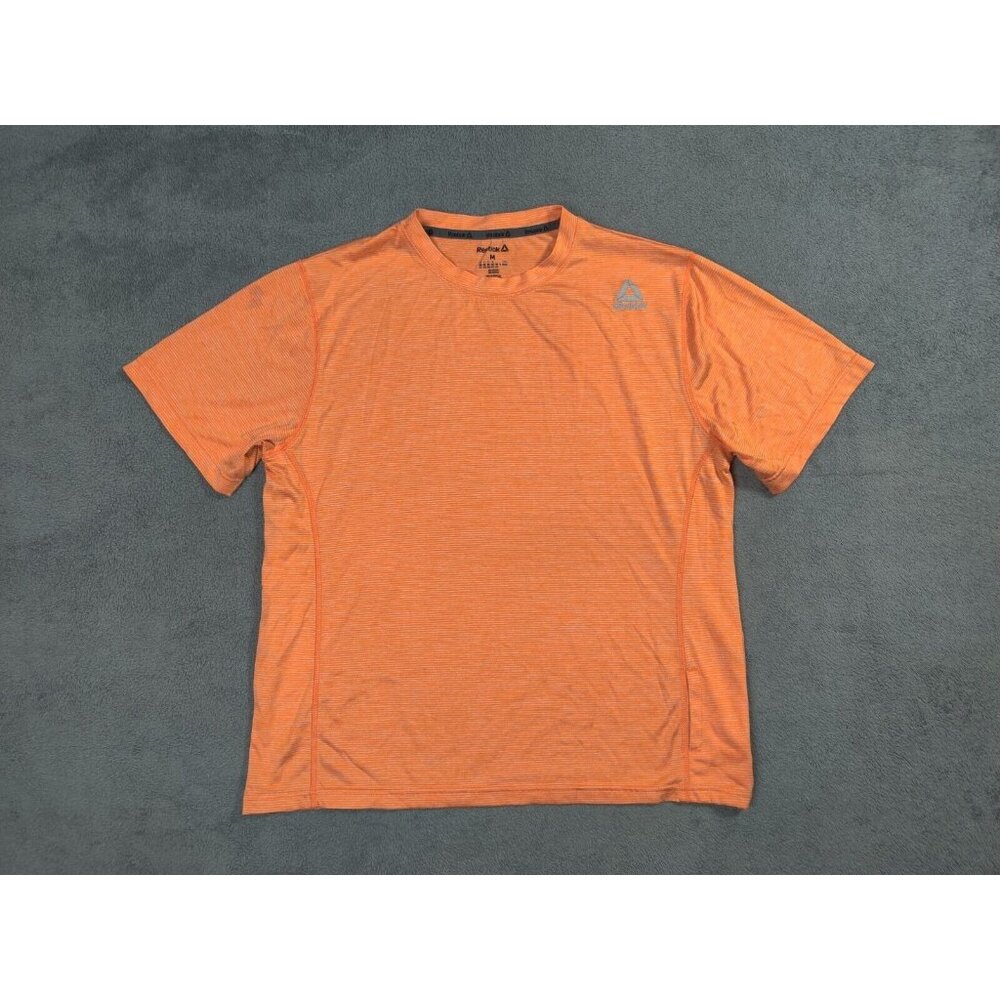 Reebok Shirt Adult Mens Medium Solid Orange Activewear Short Sleeve